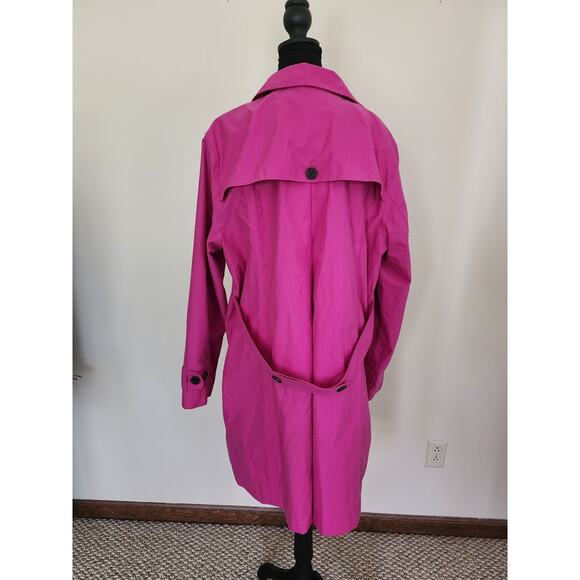 Land's End Women's XL(18-20) Pink Trench Coat w/Gingham-Patterned Lining - Picture 3 of 9